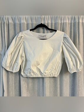Amanda Uprichard Ivory Puff-Sleeve Cropped Top